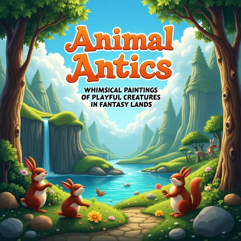 Animal Antics: Whimsical Paintings of Playful Creatures in Fantasy Lands